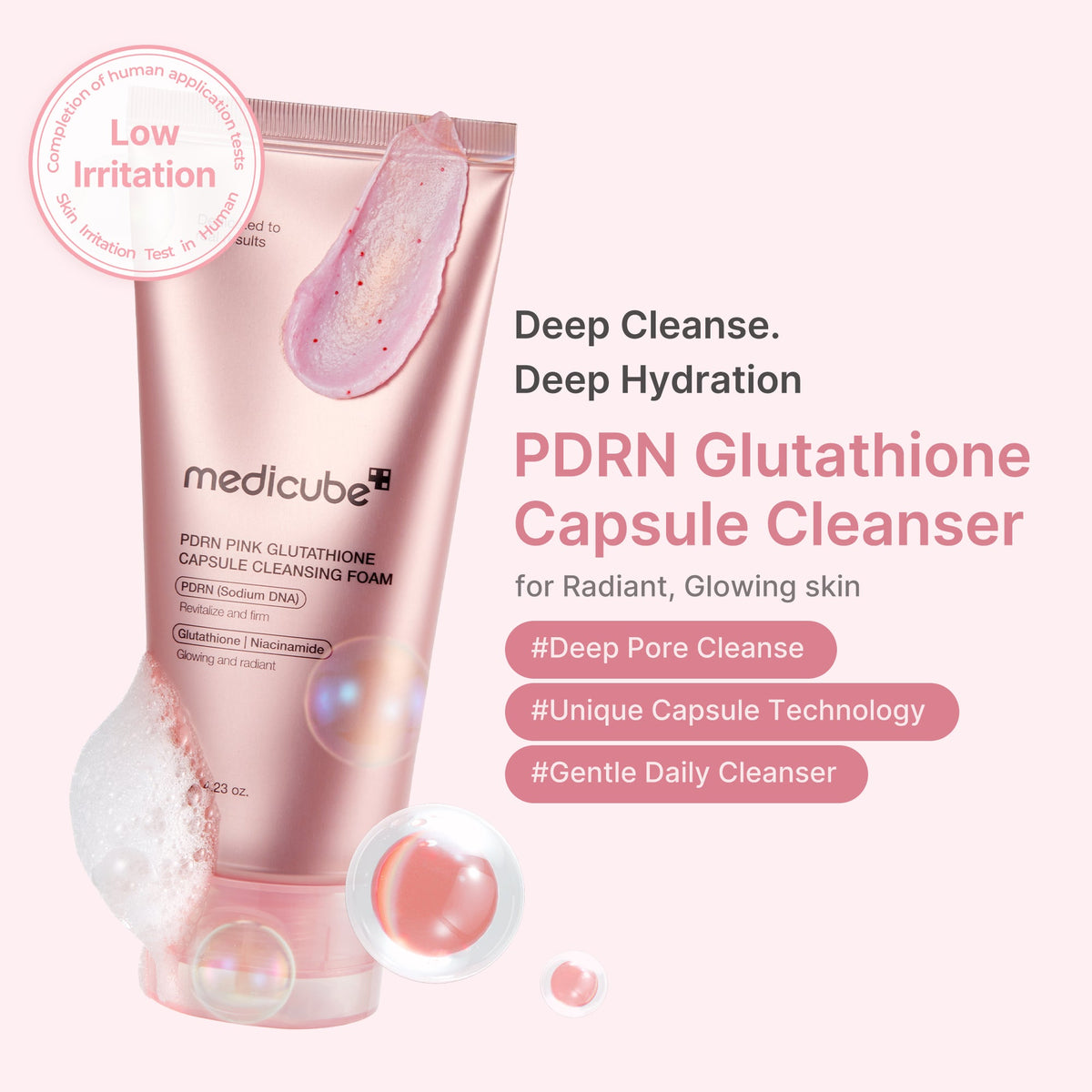 PDRN Pink Glutathione Capsule Foam Cleanser K4